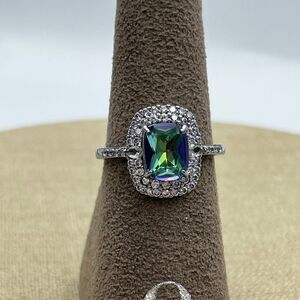 woman's Bomb party lab created mystic topaz and CZ Size 9